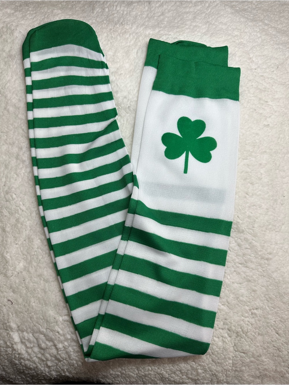 Green Striped Clover Over-the-Knee Socks - Picture 2 of 4